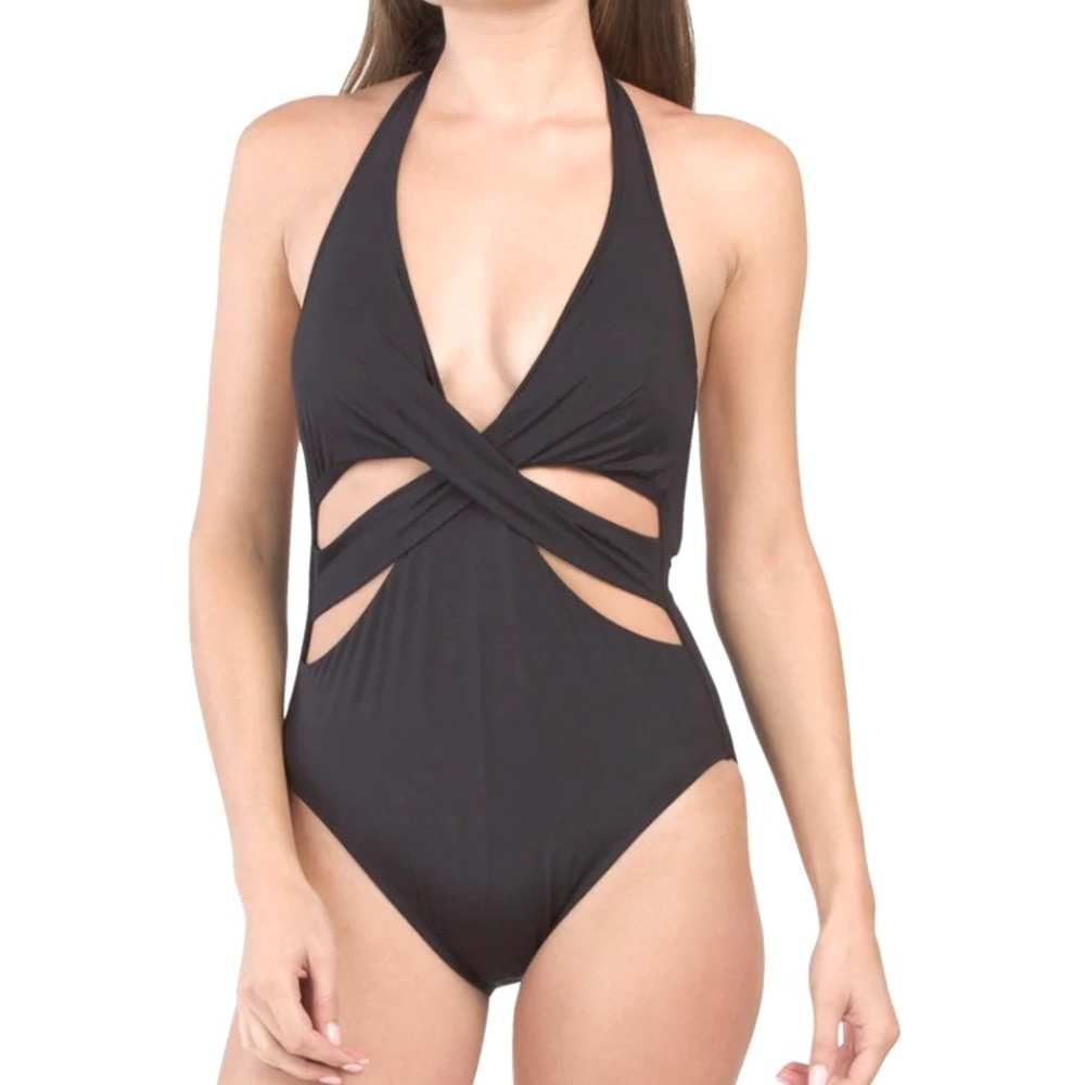 NWT! Kenneth Cole Black Cutout One Piece Swimsuit